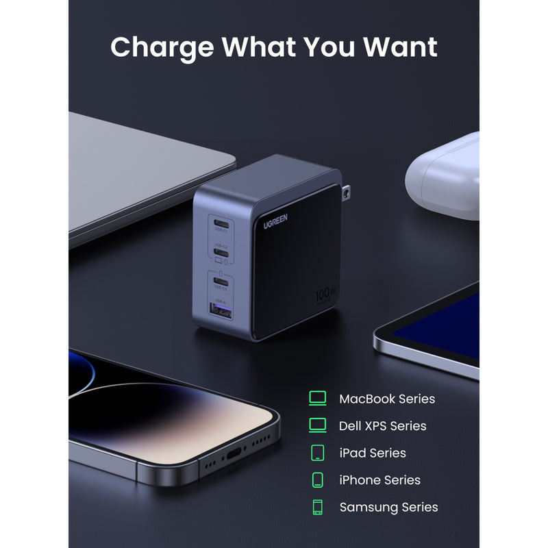 UGREEN Nexode 4 Port PD/USB Wall Charger 100W - Grey & Black (UG-X565-35043)