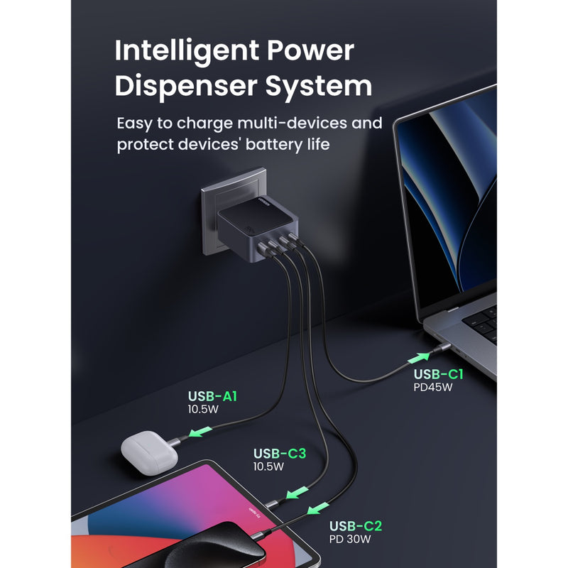 UGREEN Nexode 4 Port PD/USB Wall Charger 100W - Grey & Black (UG-X565-35043)