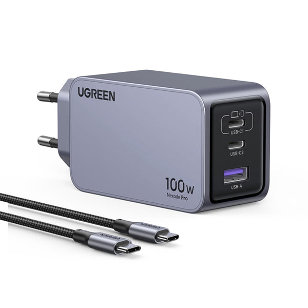 UGREEN 3 Port Wall Charger 100W With Cable - Grey (UG-X757-25874)