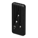 Snug 10000mAh Power Bank With Built-In Cables - Black (SNPB-10000CAB-V)