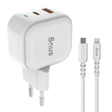 Snug USB/Type-C Wall Charger 35W with MFI Cable - White (SNP-TR-35BUC-MF)