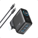 Anker 3 Port PD Wall Charger With Display 100W - Grey (B121BGZ1)
