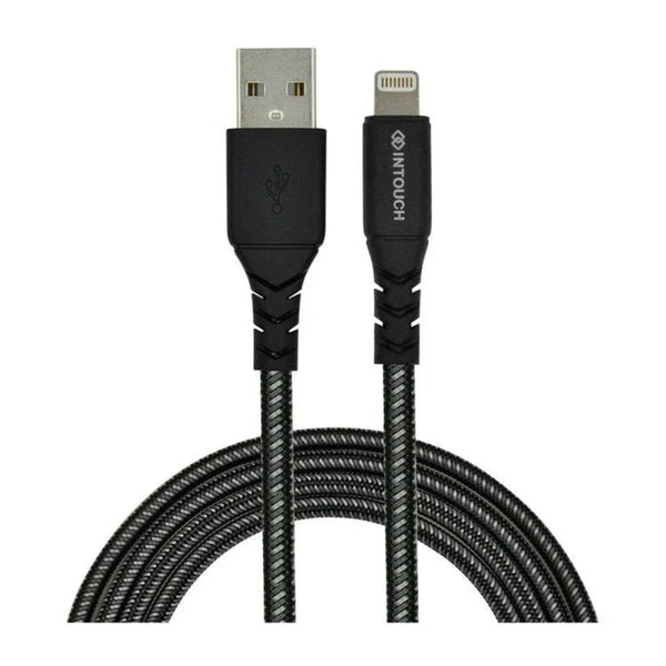 INTOUCH Lightning Tough Braided 3A Cable 1.2 Metre - Black (IT-CSC3027-BK)