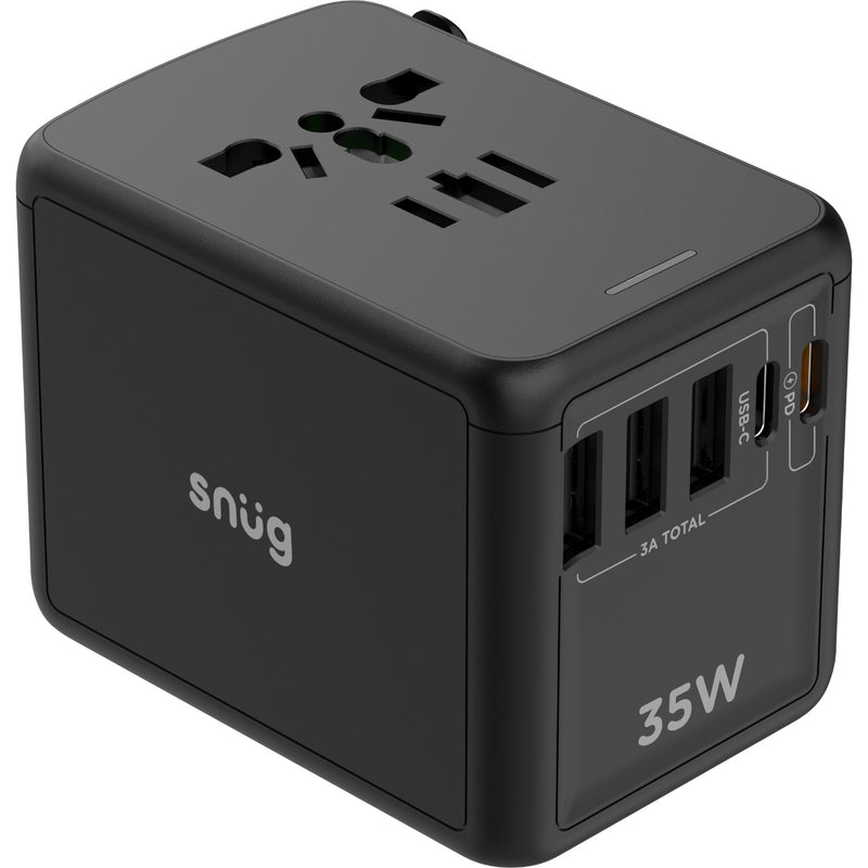 SNUG 5 Port Universal Travel Adapter - 35W - 5PDPORT-BK