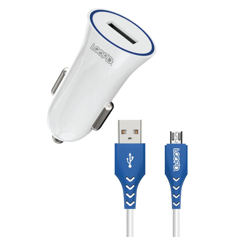 LOOP'D USB Port Car Charger With Micro USB Cable - 10.5W